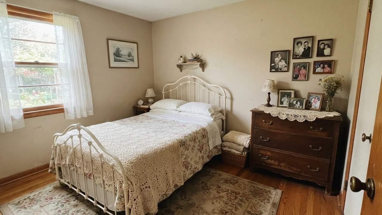The guest room. Accessible Beige, because guests deserve calm and I deserve easy touch-ups.