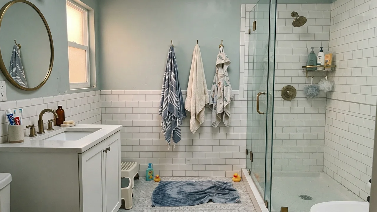 The main bath. Sea Salt, five years in — diary No. 1 started here.